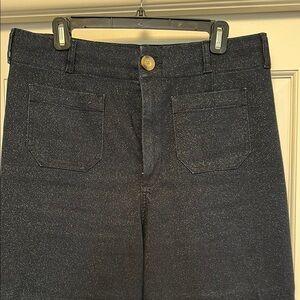 Maeve for Anthropologie Women's Sparkle Jeans wide leg dark blue